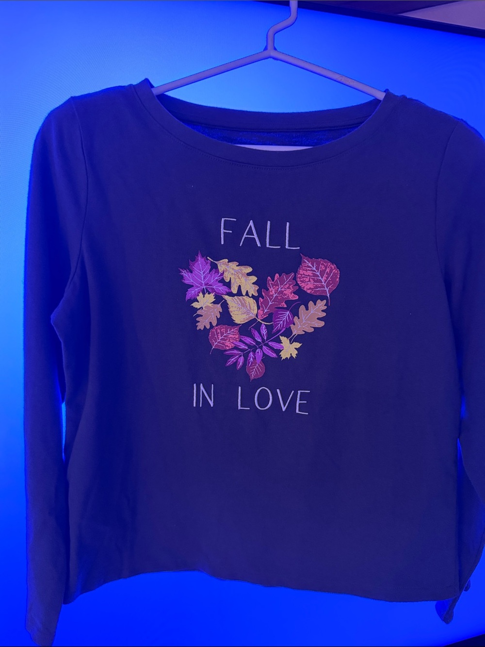 Army green Long-Sleeve Fall Leaves Tee - Unbranded